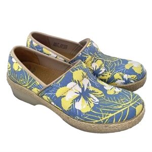Dansko Sz 36 Volley Blue Flower Print Canvas  Shoes Clogs US 6/6.5 SH344